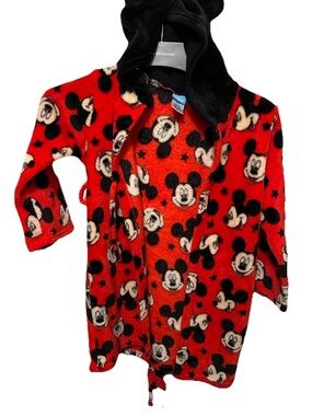 Disney Red Fluffy Mickey Mouse robe 4T/5T